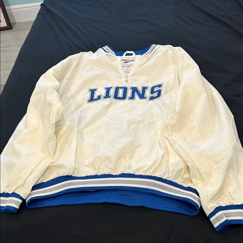 Reebok Cream and Blue Pullover Jacket